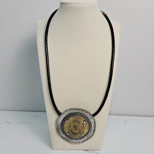 Chicos Marked Round Medallion Pendant Necklace
